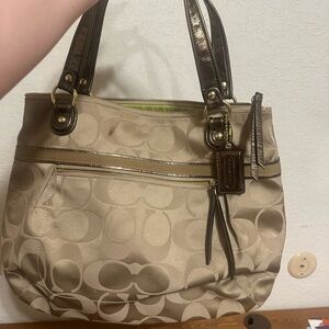 Coach Tan Shoulder Bag with Signature Monogram